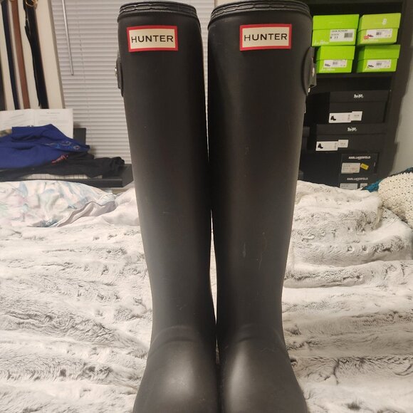 Hunter Original Tall Rain Boots - Size 8 - Black - Picture 1 of 5